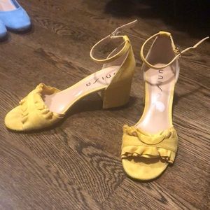 Yellow block heels